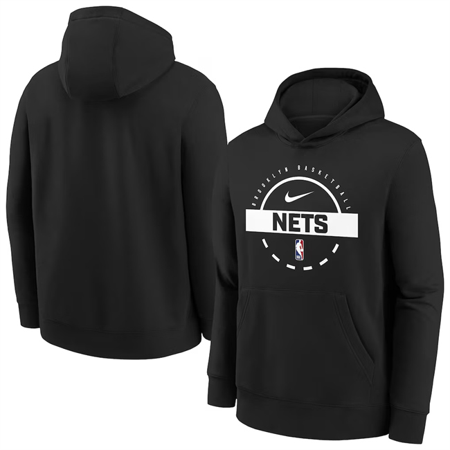 Men's Brooklyn Nets Black 2025/26 Practice Club Pullover Hoodie